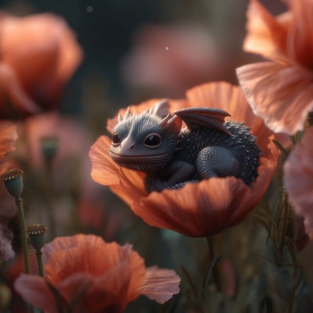 Baby poppy dragon wakes from a nap.
Loving that video is native to Midjourney now!!